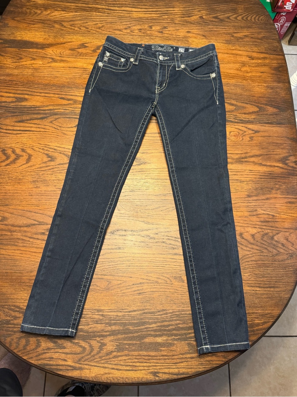 Miss Me Black Skinny Jeans with Contrast Stitching 29x 33